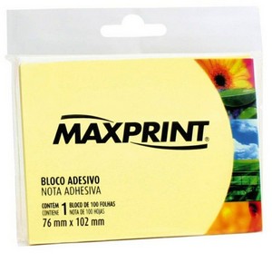 BLOCO ADESIVO 76X102MM AMARELA 100FLS - MAXPRINT
