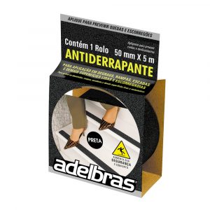 FITA ADESIVA 50 X 5M ANTIDERRAPANTE PRETA - ADELBRAS
