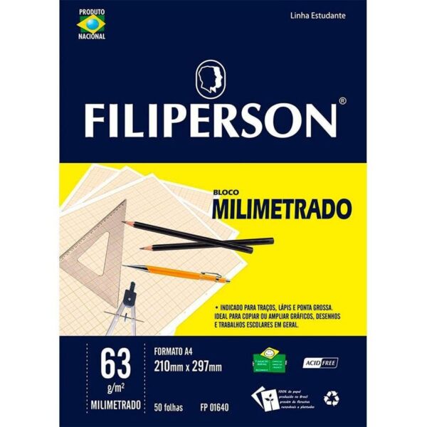 PAPEL A4 MILIMETRADO 50FLS - FILIPERSON
