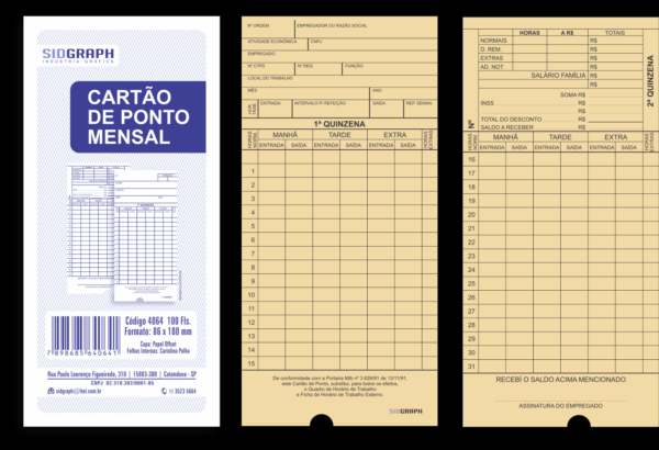 CARTAO PONTO MENSAL MEIA LUA C/ 100UN REF.4064 - SIDGRAPH