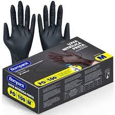 LUVA PROCEDIMENTO NITRILICA PRETA C/ 100UN - BOMPACK