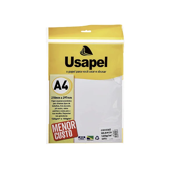 Papel Verge A4 Branco 120g C50un Usapel Mais Suprimentos 0481