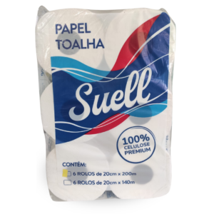 PAPEL TOALHA ROLO 20 X 200M 24GR PREMIUM 100%CEL. C/ 6UN - SUELL