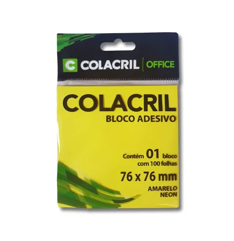 bloco adesivo amarelo neon
