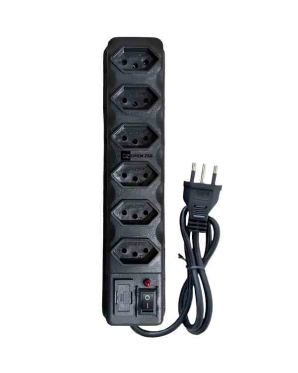 DE LINHA C 6 TOMADAS BIVOLT PRETO - MEGA PLUG