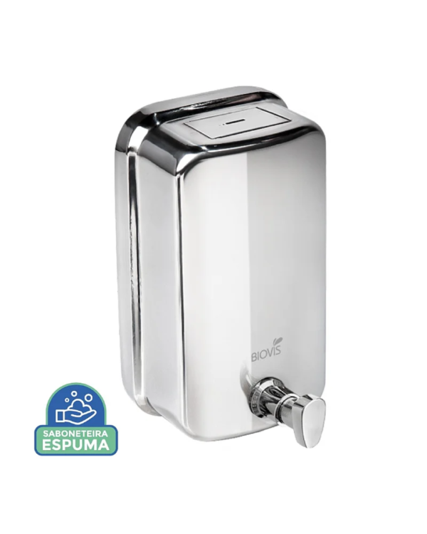 SABONETEIRA ESPUMA C RESERVATORIO 1L AÇO INOX VISIUM - BIOVIS