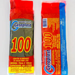 SACO P/ LIXO 100L 75 X 105 ROLO PRETO C/ 10UN - GERAPLAST