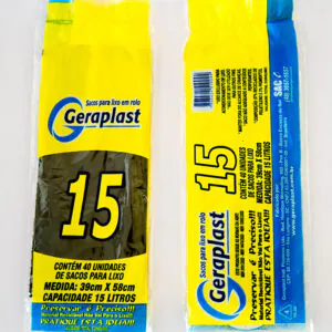 SACO P/ LIXO 15L 39 X 58 ROLO PRETO C/ 40UN - GERAPLAST