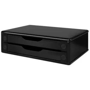 SUPORTE PARA MONITOR 2 GAVETAS MDF PRETO - SOUZA