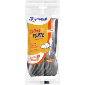 COLHER REFEICAO FORTE PRATA C/ 20UN - STRAWPLAST