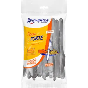FACA REFEICAO FORTE PRATA C/ 50UN - STRAWPLAST