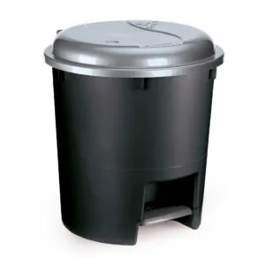 LIXEIRA 30L C/ PEDAL PRETA/CINZA REF.CP30L - ARQPLAST