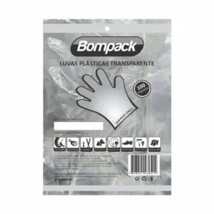 LUVA PLASTICA DESCARTAVEL C/ 100UN - BOMPACK