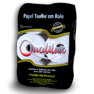 PAPEL TOALHA ROLO 20 X 200M 28GR BRANCO C/ 6UN - QUALILUX