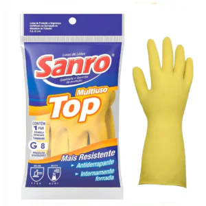 LUVA LATEX AMARELA FORRADA - SANRO TOP