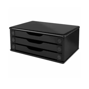 SUPORTE PARA MONITOR 3 GAVETAS MDF PRETO - SOUZA
