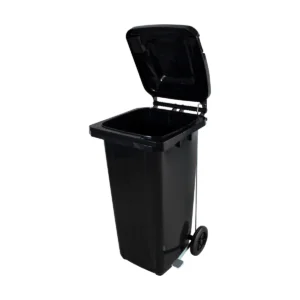 LIXEIRA CONTENTOR 120L PEDAL C/ RODAS PRETO - JSN