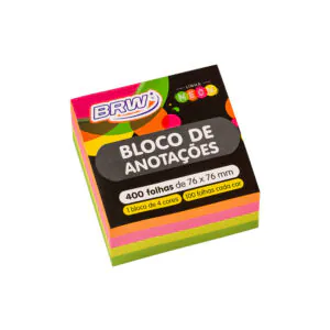 BLOCO ADESIVO 76X76MM NEON 400FLS - BRW