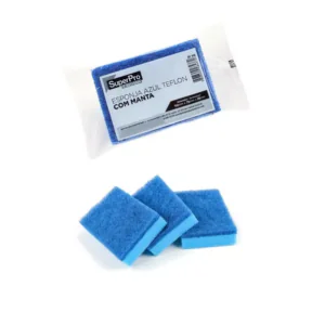 ESPONJA DUPLA FACE TEFLON ANTI-RISCO AZUL 110 X 75MM REF.9418 - SUPERPRO BETTANIN