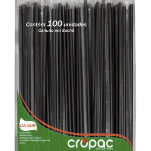 CANUDO PLAST. SACHET 24,5CM PRETO REF.CA-509 C/ 100UN - CROPAC