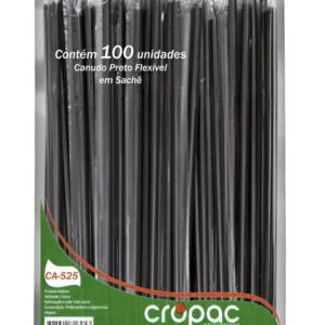 CANUDO PLAST. FLEXIVEL SACHET 20CM PRETO REF.CA-525 C/ 100UN - CROPAC