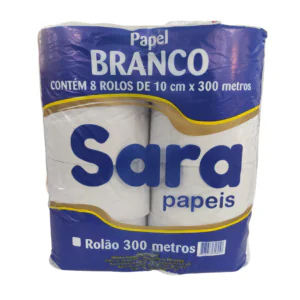 PAPEL HIG. ROLAO 8,5CM X 300M BRANCO C/ 8UN - SARA